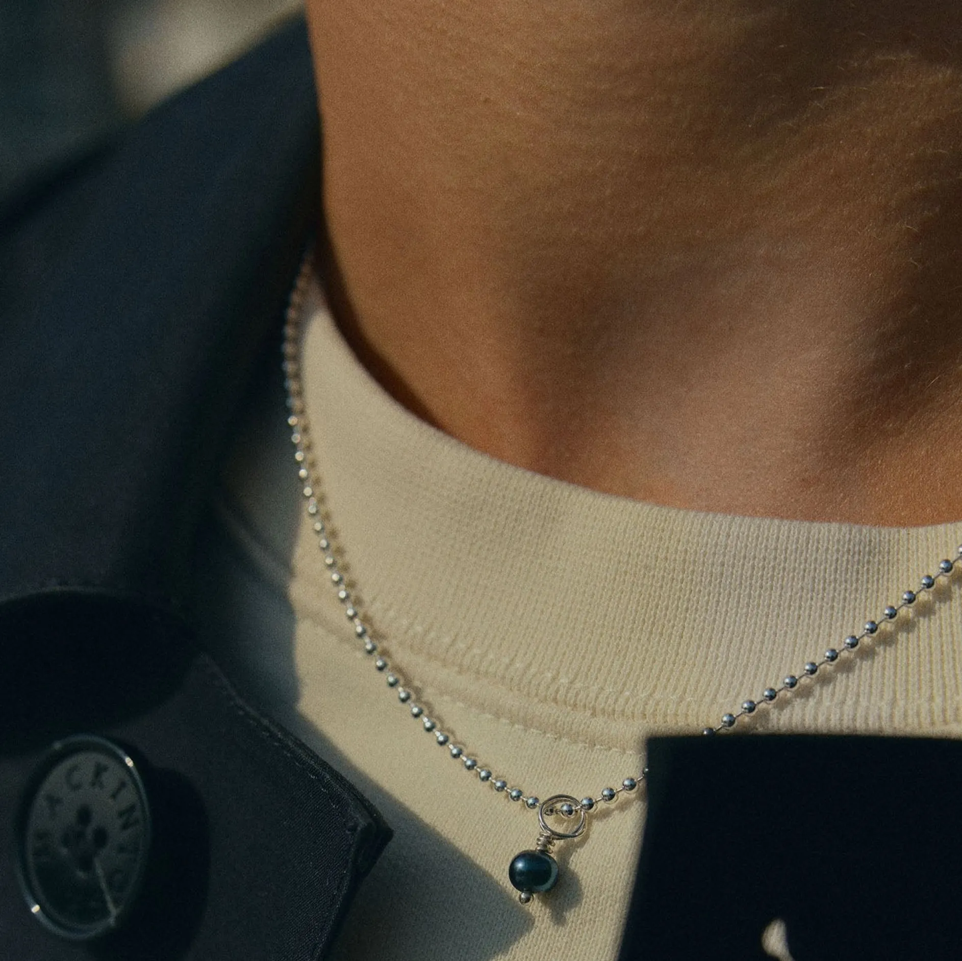 B2B Ketting black pearl