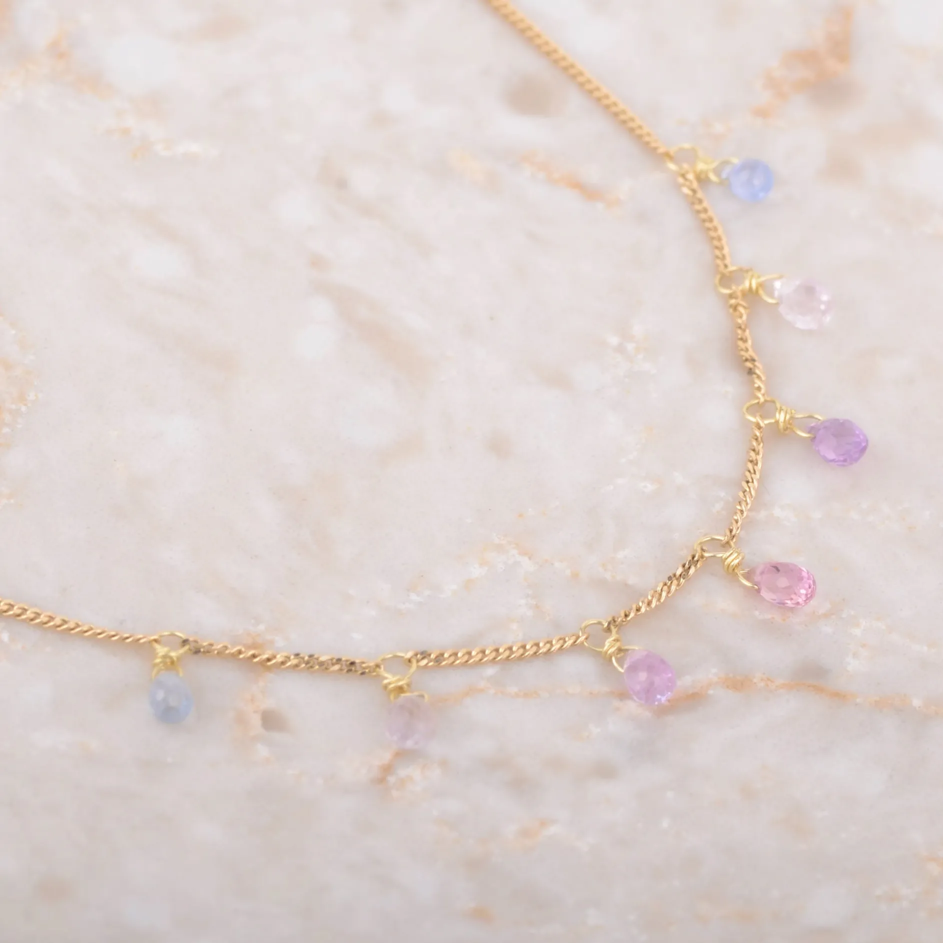 Ketting 14k sapphire blossoms
